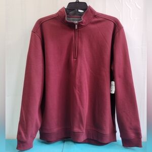 NWT Van Heusen Mens Flex Fleece 1/4 Zip Stretch Pullover Sweater Burgundy XXL